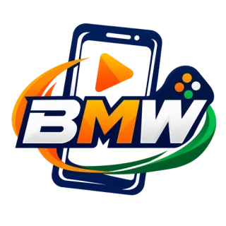 BMW Game BMW Game logo with phone and play symbol